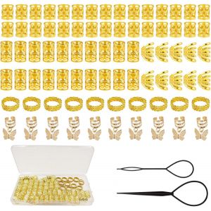 Kal-82 Pièces Bijoux Cheveux Tresse Doré, Bague Cheveux Tresse Bijoux De Cheveux Bijoux De Tresse De Cheveux Dreadlocks De Cheveux En Aluminium Pour Hommes Femmes - Neuf