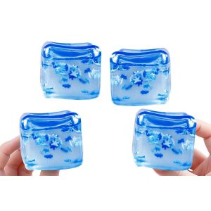 Lot de 4 mini balles anti-stress en forme de bloc de glace, poly&egrave;dre et diamant, pour soulager le stress. - Neuf