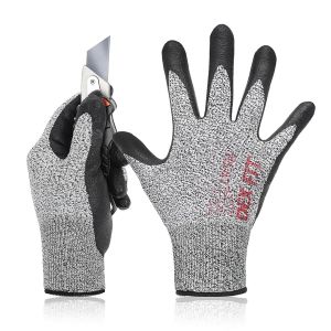 KALANKA-Gants de protection anti coupures CR533 Niveau 2; antidérapants, mince et léger, durable et revêtu de mousse de nitrile, confort 3D, doux et lisse, lavable; Gris 10 (XL) 1 Paire - Neuf
