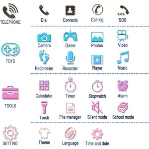 Montre Intelligente Enfant, Écran Tactile Smartwatch Téléphone Pédomètre Mode Scolaire Lampe de Poche Calculatrice SOS Réveil, Garçons Filles Étudiant Cadeau d'anniversaire, Noir - Neuf