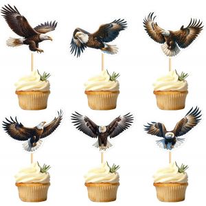 Lot de 30 d&eacute;corations de cupcake aigle jungle safari animaux d&eacute;coration animaux figurine g&acirc;teau pics pour f&ecirc;te pr&eacute;natale,anniversaire d'enfant,f&ecirc;te - Neuf