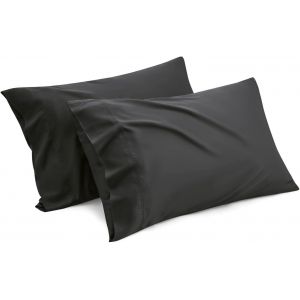 2 Pack De Refroidissement De Soie Noire, Taies D'oreiller, Taies D'oreiller En Satin Pour Les Cheveux Et La Peau, Doux Et Respirant Avec Fermeture Enveloppe, 20 X 26 Pouces - Neuf