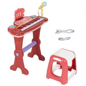 Piano electronique pour enfants 37 touches, instrument de musique electronique educatif pour tout-petits avec micro et tabouret, pour les enfants de 3 ans et plus - Neuf