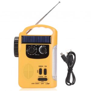 Radio solaire a manivelle RD339, haute luminosite, stable, multifonction, FM, aM, meteo, avec lampe de poche LED, pour l'exterieur - Neuf