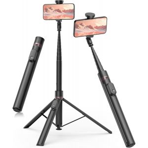 Tianyi-168cm Perche Selfie Trépied À Ouverture Automatique, Monopods Trepied Téléphone Avec Télécommande Magnétique Rechargeable,Support Rotatif À 360° À 2 Axes,Trépied Stable Pour Iphone/Android-Noi - Neuf