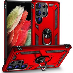 Kal-Coque Pour Samsung Galaxy S23 Ultra 5g 6.8"", + Hd Verre Trempé, Etui Housse De Protection Antichoc Durable Résistante 2 En 1 Hybride Pc Robuste Tpu Souple,Rouge - Neuf