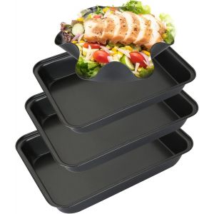 Subzonal-3 Pcs Plat &Agrave; Four Rectangulaire Antiadh&eacute;sif, Plaque &Agrave; R&ocirc;tir Antiadh&eacute;sif En Acier Au Carbone Avec 1 Pcs Moules &Agrave; Tortilla - Plaque Au Four - Tailles Pour Grand, Moyen, Petit - Neuf