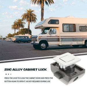 Serrure &agrave; bouton-poussoir sans cl&eacute; pour armoire - Loquet durable en alliage de zinc et nylon pour camping-cars, armoires et tiroirs - Design &eacute;l&eacute;gant et facile &agrave; utiliser - Neuf