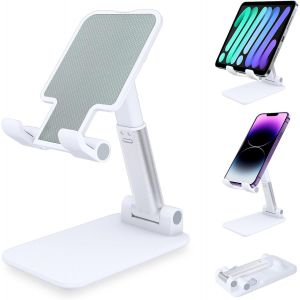 Titulaire téléphone, Tablette Pliable Titulaire Téléphone Mobile Titulaire de Bureau Compatible avec Samsung iPad Mini, iPhone Tous les Smartphones Smartphone(Blanc) - Neuf
