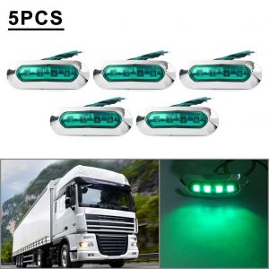 Lot de 5 feux de gabarit latéraux verts à 4 LED pour voiture, camion, tracteur - Neuf
