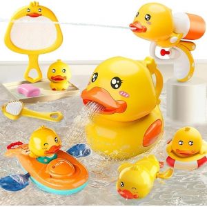 Ulteronixshop-Lot De 7 Jouets De Bain Pour Enfants - Canards Jaunes Avec Pulv&eacute;risateur D'eau, Miroir Et Bateau - Neuf