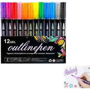 Kalanka-12 Pièces Feutre Paillette, Stylo Paillette Magique, Cadeau Paques Enfant, Marqueur Magique Pour Dessin, Scrapbooking, Carte Cadeau, Loisirs Créatifs Fille,12 Couleurs - Neuf