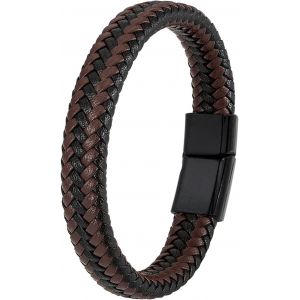 Eryi-Homme Bracelet Cuir Bracelet Homme En Cuir Tressé Manchette Tressé À La Main 19/21/23cm Homme Bracelet Cuir Noir Bijoux Pour Hommes Idée Cadeau Pour Mari, Petit Ami - Neuf