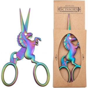 Teppd-Ciseaux Broderie Licorne-Ciseaux À Broder En Acier Inoxydable De 4.5 Pouce Pour La Coupe De Tissus, Couture, Barbe, Coupe Du Nez, Ciseaux Licorne, Conception De Grue - Neuf
