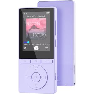 Lecteur Mp3 64 Go, Mp3 Bluetooth 5.3 Avec Haut-Parleurs, Lecteur Musique, Enregistreur Vocal, Radio Fm, Cha&icirc;ne Hi-Fi, &Eacute;couteurs, &Eacute;cran Couleur 2,4 Pouces, Emplacement Pour Carte Tf 128 Go, Violet - Neuf