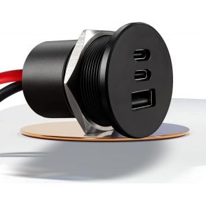 Prise Usb 12 V En Aluminium Pour Camping-Car, Caravane, Double 20 W Pd3.0 Type-C Et 18 W Qc3.0, Charge Rapide Multi-Ports De Rechange Pour Camping-Car, Remorque, Camion, Bateau (Lot De 1) - Neuf