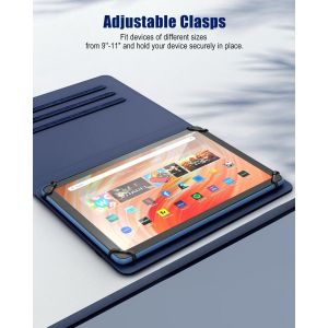 &Eacute;tui Compatible Avec Tablette 9-11 Pouces, &Eacute;tui De Protection En Pu, Coque Pour Tablette Rotative &Agrave; 360 Degr&eacute;s Avec Poche, Couverture De Protection Pour Tablettes 9-11 Pouces, Bleu Fonc&eacute; - Neuf