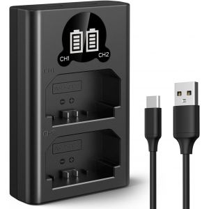 THEF-NP-FZ100 Batterie Chargeur avec Double Emplacement et écran LCD, Chargeur Micro USB et Type-C pour Sony FX30, Alpha A7 III, A7R III (A7R3), A9, A6600, A7R IV, Alpha A9 II Camera Batteries - Neuf