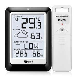 Station m&eacute;t&eacute;o sans fil avec capteur ext&eacute;rieur - Fonctionnement &agrave; piles - Pr&eacute;visions m&eacute;t&eacute;o sans fil - 100 m - &deg;C/&deg;F - 2 niveaux de luminosit&eacute; (point de ros&eacute;e de moisissure et indice de chaleur) - Noir - Neuf