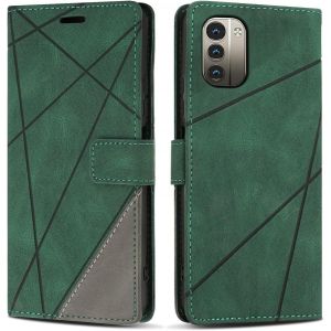 Mdy-Etui Coque Pour Nokia G11 / Nokia G21, Protection Housse En Cuir Pu Portefeuille Livre Pour Nokia G11 / Nokia G21, Emplacements Cartes, Vert - Neuf