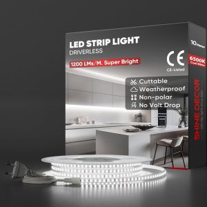 2m Bande Lumineuse LED, 220V Autocollante Silicone Bande LED &eacute;tanche IP65, SMD 2835 120 leds/m Ultra Haute Luminosit&eacute; pour D&eacute;coration Maison Cuisine Jardin Eclairage LED (Blanc Chaud) - Neuf