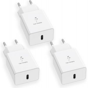 JGD-3 Pack Chargeurs USB C pour Samsung, Type-C Chargeur Secteur Rapide, PD Adaptateur Prise USB C Charge pour Samsung Galaxy S23 S22 S21 S20 FE S10e S10 S9 S8,Z Fold 3,Note 9 et T&eacute;l&eacute;phones S&eacute;rie A - Neuf