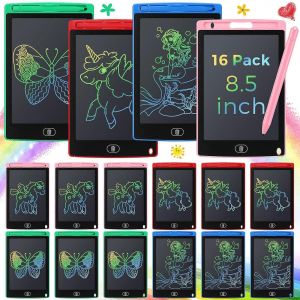 16 Pi&egrave;ces De 8,5 Pouces LCD Tablette Doodle Pad Color&eacute;s R&eacute;utilisables Planche &agrave; Dessin pour les Enfants tout-petits Cadeaux &Eacute;ducatifs - 4 Couleurs - Neuf