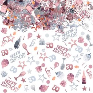 Confettis Anniversaire 1000 Pi&iquest;&iquest;ces, Confettis Deco Table Anniversaire 50 Ans Confettis Paillettes HAPPY BIRTHDAY Confettis pour Deco Table, Deco Anniversaire F&iquest;&ordm;te et Baby Shower Deco(Rose) - Neuf