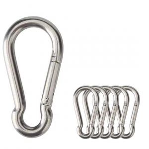 Checarzhn--No1-Lot De 6 Mousquetons Pompiers 60mm X 6mm En Acier Inoxydable Avec Crochets À Pression - Pour Charges Lourdes, Sports Et Hamacs Balançoires, Fixation Solide Et Durable. - Neuf