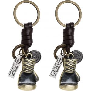 Kal-2pcs Porte-Clés Vintage Gant De Boxe Porte-Clés En Bronze Cuir Sport Porte-Clés Petite Surprise Présent Clé Accessoires Pour Femmes Hommes - Neuf