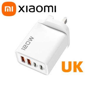 Xiaomi 120w Chargeur Rapide 3.0 Charge Rapide Muti Total 4 Ports Usb Type C Pd Adaptateur Mural Pour T&eacute;l&eacute;phone Portable Pour Iphone Samsung Huawei--Uk Charger-White - Neuf