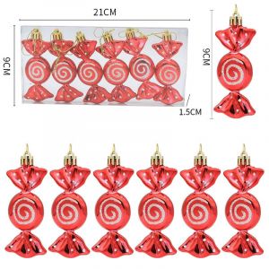 6Pieces Bonbons de No&euml;l Ornements Suspendus Paillettes Candy Cane Ornements - Neuf