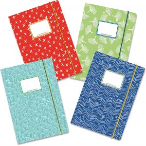 ERYI-4 Cartables Sans Plastique De Haute Qualité Avec Élastique Dans Din A4 | Motif Arc-En-Ciel - Dossier De Courrier Pour Les Élèves - Collecteur De Cahiers - Agrafeuse - Set Numéro 9 - Neuf