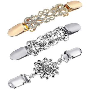 3 Pi&egrave;ces Pull Ch&acirc;le Clips Robes Cardigan Col Broche Clip Chemises Vintage Clips Pour Femmes Gir - Neuf