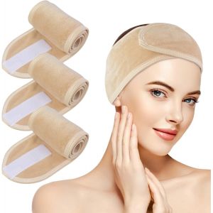 Bandeau Cheveux Femme Maquillage Gris - Microfibre Soin Visage Scratch Pour Yoga Spa Bain Sports Lavable - 3 Pi&egrave;ces - Neuf