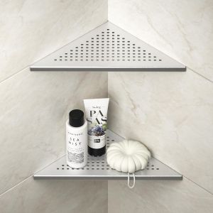 Étagère De Douche D'Angle 254 Mm (Argent, 2 Pièces) - Neuf