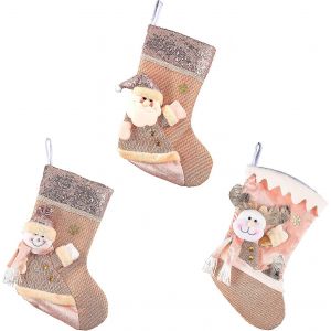3-Pack De No&euml;l &Agrave; Paillettes Chaussettes De 16 Pouces De Poup&eacute;e, Sac De Cadeau De No&euml;l, Les Enfants De La Pendaison De Chaussettes, D&eacute;cor &Agrave; La Maison, Partie - Neuf