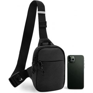 Trahoo-Sacoche Homme Femme Bandouliere Sac Bandouli&egrave;re Sports &Eacute;tanche Sport Sling Sac De Poitrine Randonn&eacute;e Portable Crossbody Nylon Sacs Bandouli&egrave;re Crossbody Pour Iphone Samsung Xiaomi 7.5" Noir - Neuf