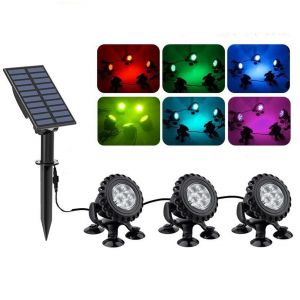 Projecteur Led Subaquatique Solaire Rgb Pour Bassins, Fontaines Et Aquariums - Aliment&eacute; Par L'&eacute;nergie Solaire, R&eacute;sistant &Agrave; L'eau - Neuf