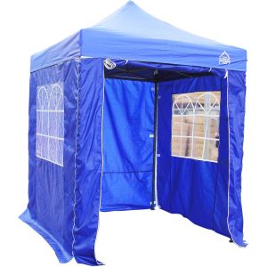 Ulteronixshop-Pavillon Ultra-r&eacute;sistant &agrave; Ouverture instantan&eacute;e de 2m x 2m avec 4 Poids l&eacute;ger Panneaux lat&eacute;raux + Sac de Transport sur Roues et 4 Sacs de Poids pour Les Pieds (Bleu Royal) - Neuf