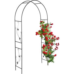 Mevronisshop-Arche &Agrave; Rosiers En M&eacute;tal, Portail Jardin, Hxlxp : 227x114x37 Cm, Tuteur Solide Pour Plantes Grimpantes, Noir - Neuf