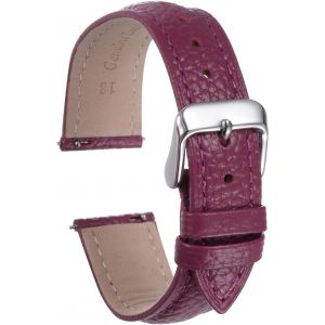Kal-Bracelets De Montre En Cuir Véritable 18mm Remplacement Rapide Plat En Cuir De Vache Élégant Bracelet De Montre Pour Femmes Et Hommes Avec Boucle En Acier Inoxydable, Violet-Rouge - Neuf