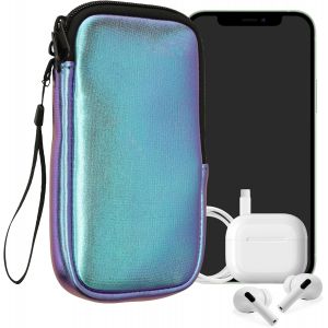 Kal-Housse Universelle Smartphone - Pochette De Protection 17,2 X 8,4 Cm Pour Téléphone Portable Xl - 6,7/6,8"" En Néoprène Pétrole Métallique - Neuf