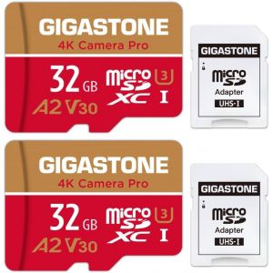 Trahoo-Carte Mémoire 32 Go Lot De 2 Cartes, 4k Caméra Pro, Compatible Avec Gopro Drone Switch, Vitesse 95 Mo/S. Pour 4k Uhd Vidéo, A2 U3 V30 Carte Microsdhc Avec Adaptateur Sd-Trahoo - Neuf