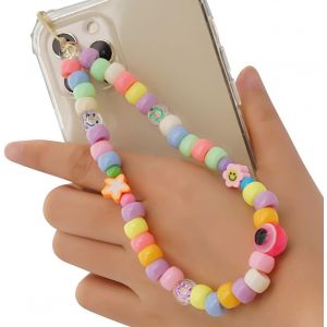 Kal-Chaîne De Téléphone Portable En Acrylique Avec Perles Souriantes Et Étoiles - Pour Téléphone Portable - Anti-Perte - Style Bohème - Neuf
