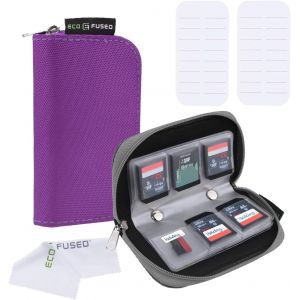 CHENG-Étui de Transport pour Carte mémoire - Adapté pour Cartes SD et SDHC - 8 Pages et 22 logements - Chiffon de Nettoyage en Micro-Fibre ECO-FUSED Inclus - Neuf