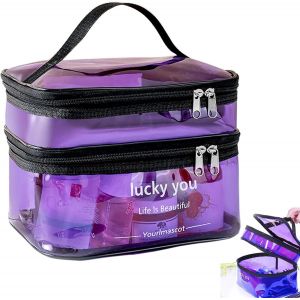 MAA-Trousse de toilette, transparente, en PVC, étanche, avec poignée de transport, pour homme et femme, violette, lilas, Style moderne - Neuf