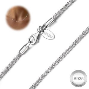 Trahoo-Argent Sterling 925 Collier Pour Femmes Chaînes Argent Délicates Femmes 1,9 Mm Longue Chaîne Argent Collier Ras Du Cou Pour Femmes Hommes Bijoux Brillants Cadeaux 40/45/50 / 55cm - Neuf