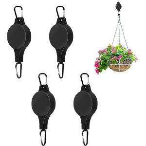 TEPPE-4 Pièces Poulie pour Crochet Suspension Plante Réglable et Rétractable - Système de Poulies Robuste pour Suspendre Paniers à Plantes, Pots de Fleurs et Cages à Oiseaux - Neuf