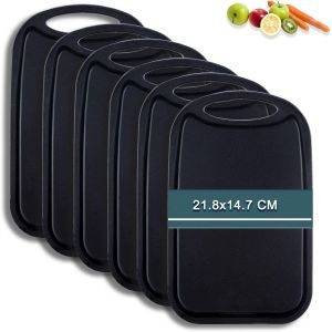 Set De 6 Planches &Agrave; D&eacute;couper Avec Rainure &Agrave; Jus&iquest; 22x15 Cm Antibact&eacute;rien Planche &Agrave; D&eacute;couper Plastique Antid&eacute;rapante Bpa Free&iquest;Petite Planche &Agrave; D&eacute;couper Noire Plastique - Neuf